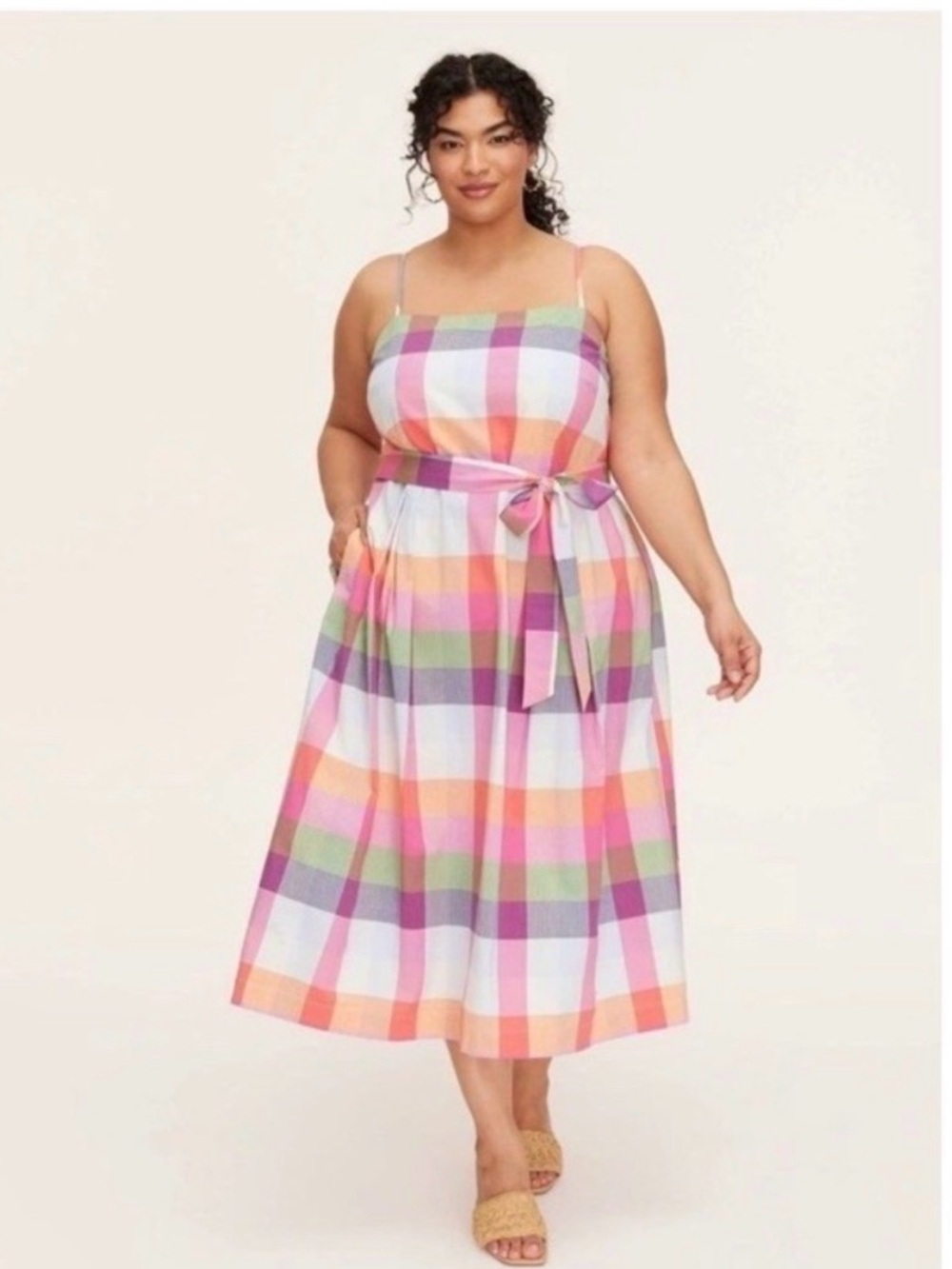Kate Spade x Target Rainbow Multi-Check Tie-Waist Midi Dress